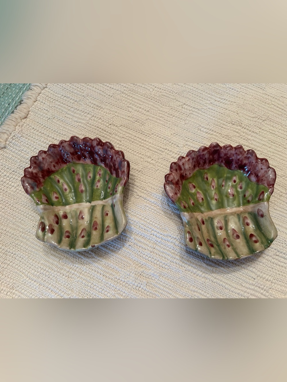 StyleEyes Asparagus Green&Purple Ceramic Decor 2Mini Dipping Bowls by Baum Bros.